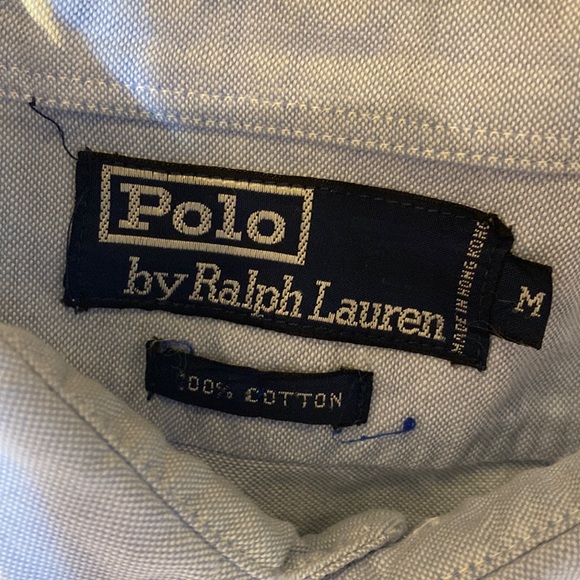 Vintage Polo Ralph Lauren Mens Cotton Blue Chambray Button Down size M - Picture 3 of 12